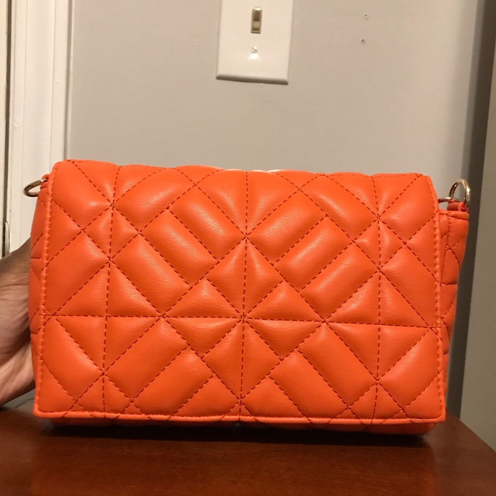 Quilted Orange Crossbody Bag - Women
